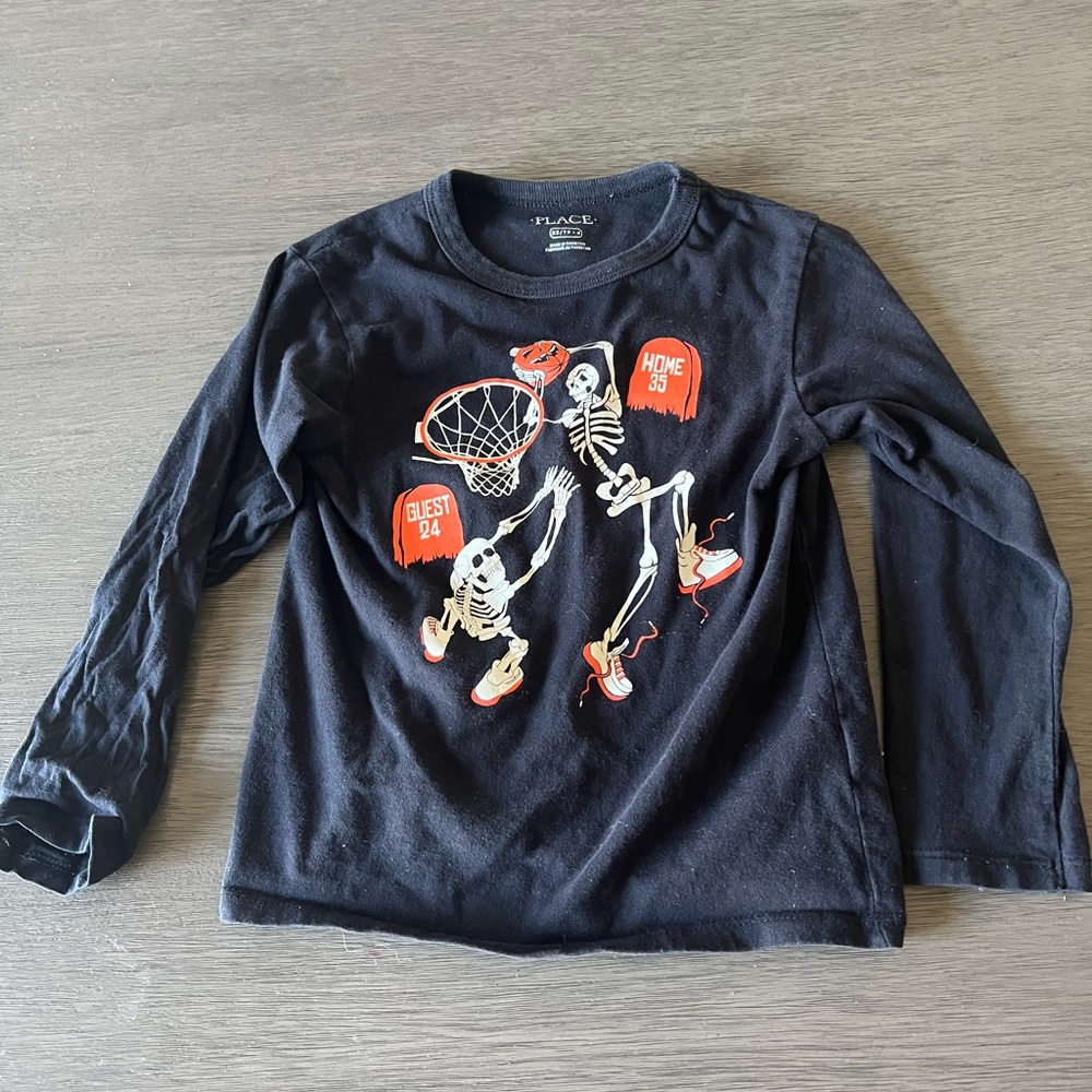 Children’s Place Kids Black Skeleton Sports Long Sleeve Tee